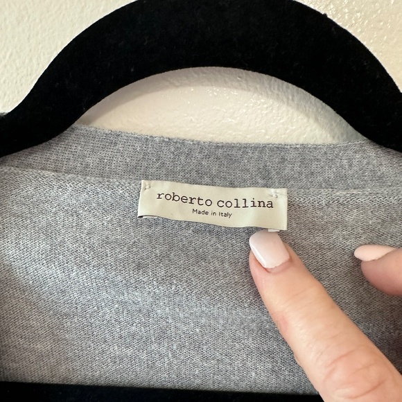 Roberto Collina Gray V-Neck Men's Cardigan, Unisex Style, Size Large - Picture 4 of 9